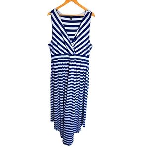 Torrid Blue/white Striped Maxi Dress Size 2